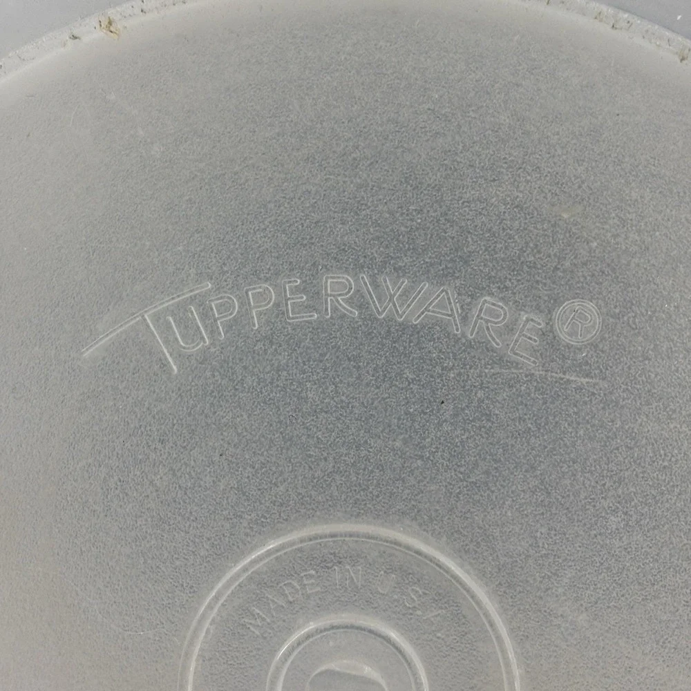 Vintage Tupperware #1416-4 #1417-5 Sheer 1 Gallon Pitcher w/Blue Push-Button Lid
